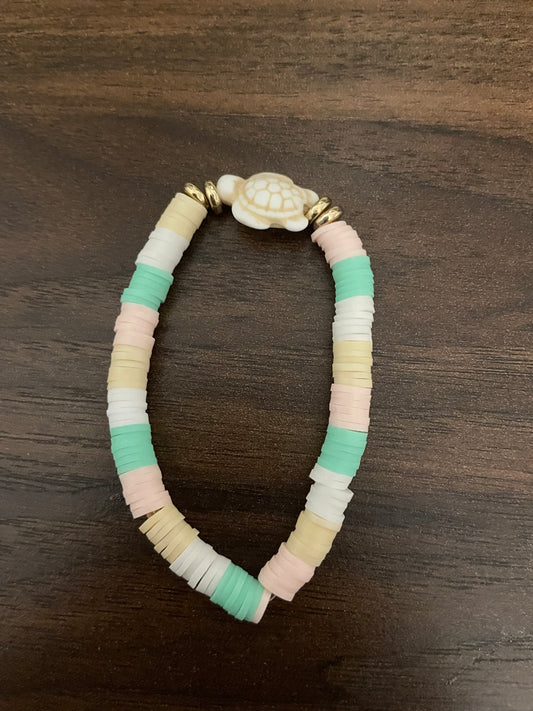 Cute Turtle Charm Bracelet in Soft Pastels